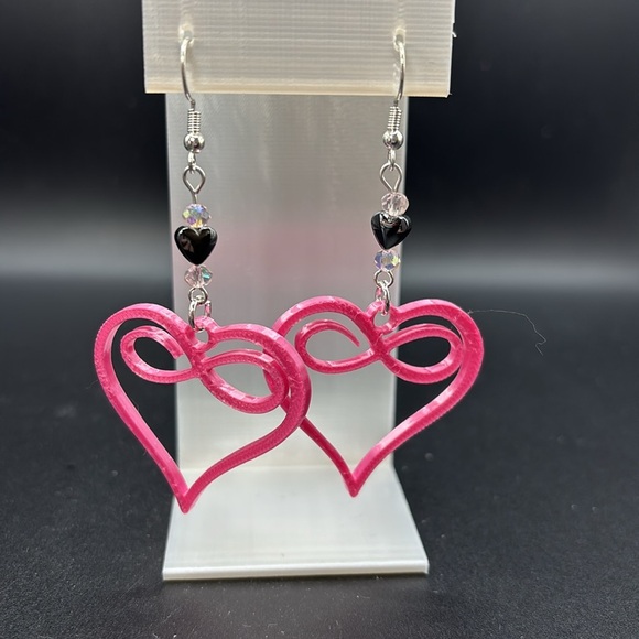 Pink Heart Earrings - Picture 3 of 6
